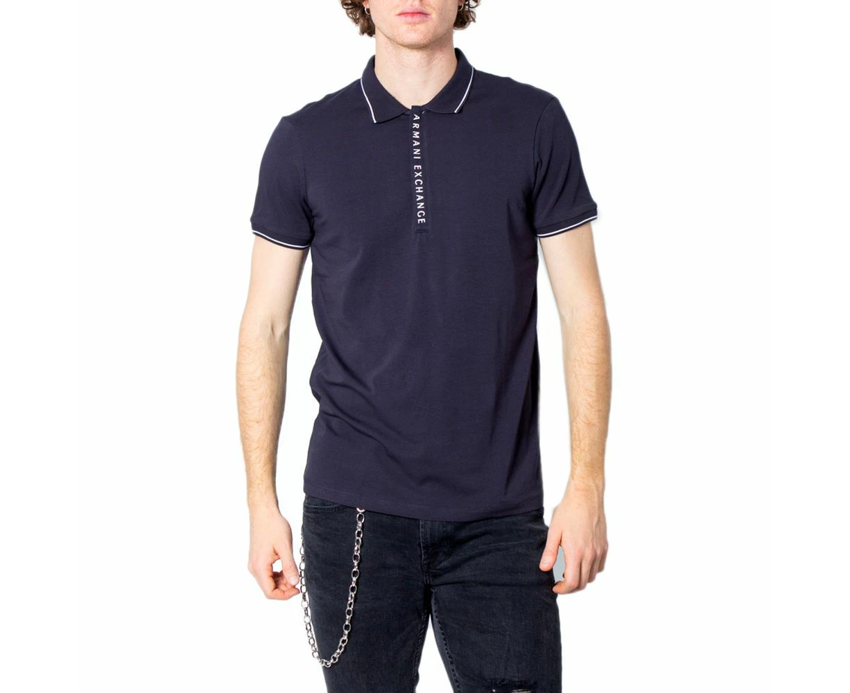 Armani Exchange Blue Cotton Polo Shirt