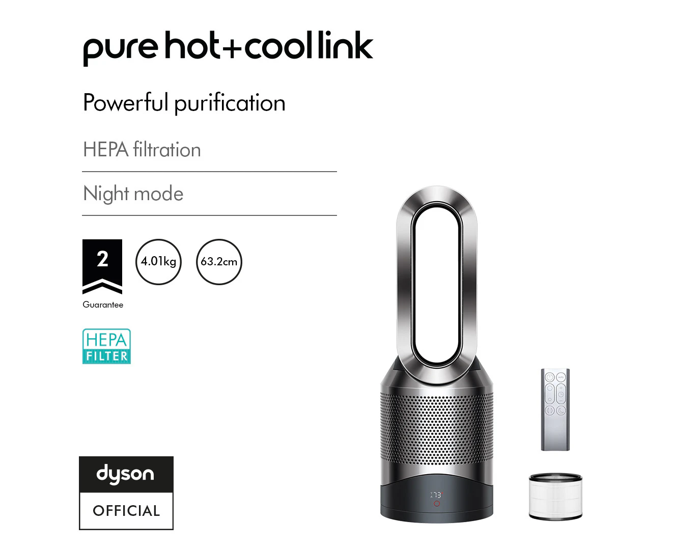 Dyson Pure Hot + Cool Link™ purifying fan heater (Black/Nickel)