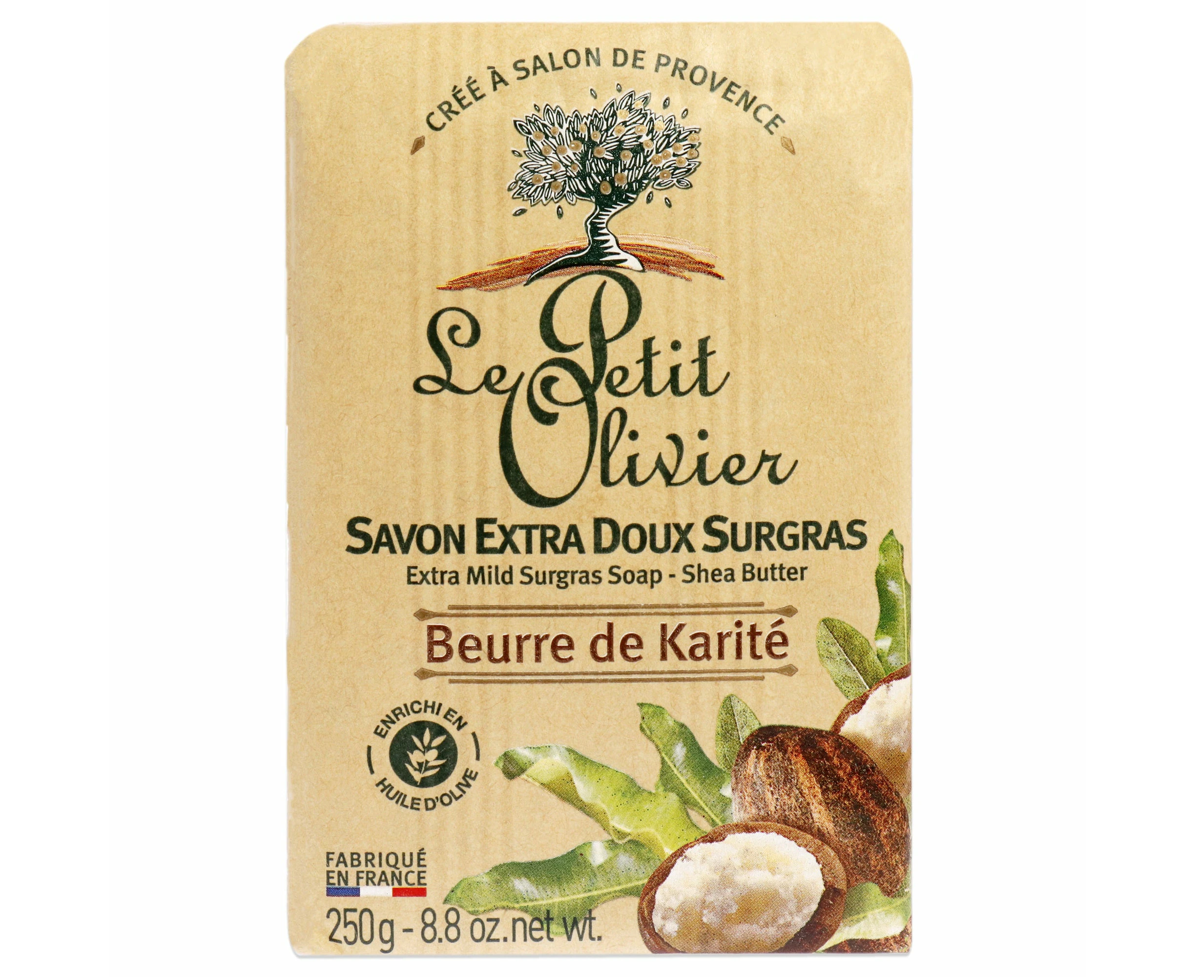 Extra Mild Surgras Soap - Shea Butter by Le Petit Olivier for Men - 8.8 oz Soap