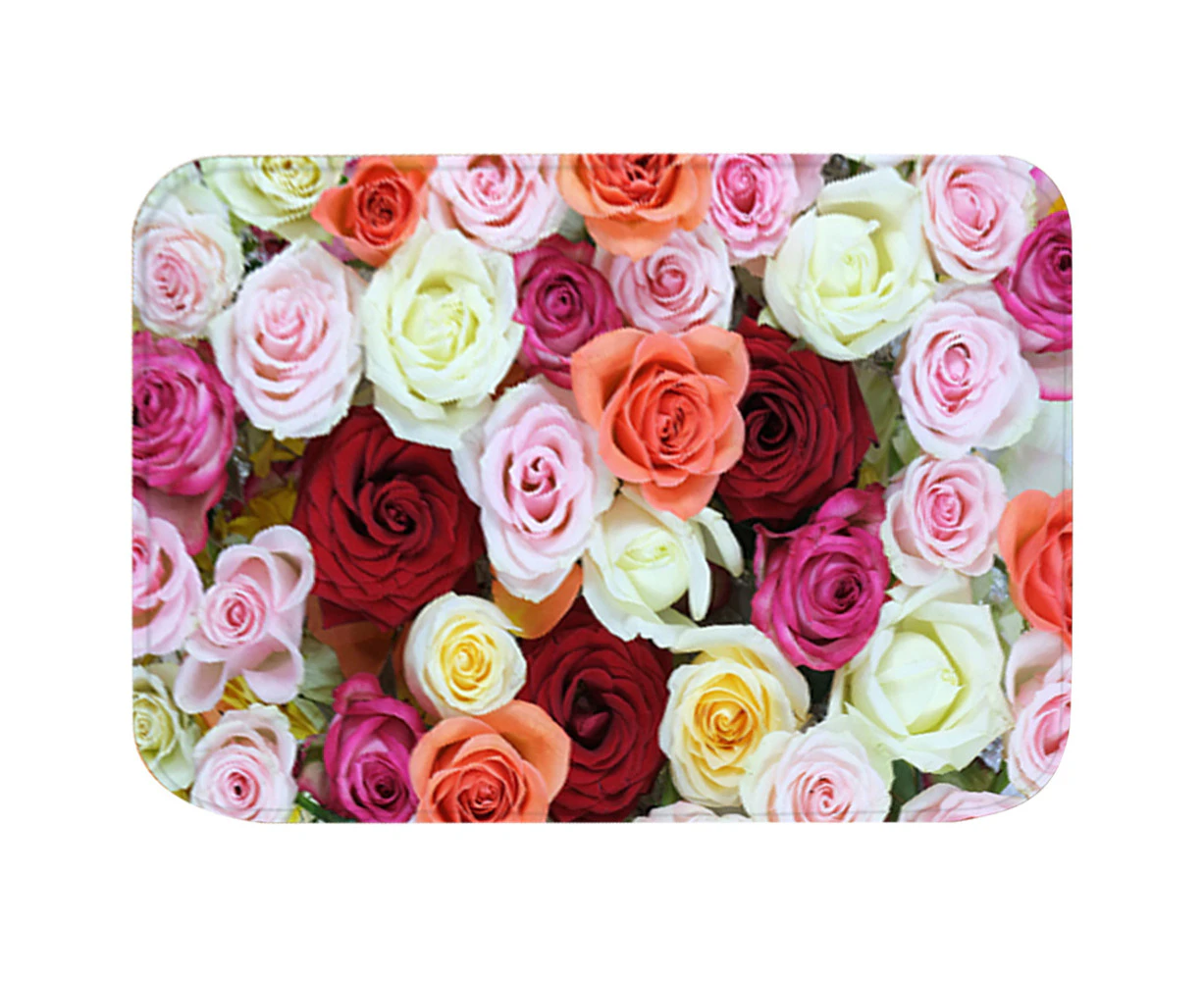 Decorative Rose Flower Pattern Carpet Floor Non Slip Mat For Living Room Bedroom(#2)