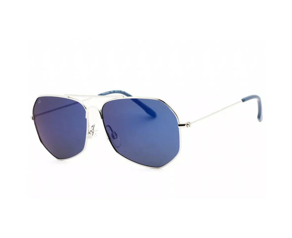 Prive Revaux Cuervo Palladium/Blue Full Rim Metal Designer Pilot Sunglasses