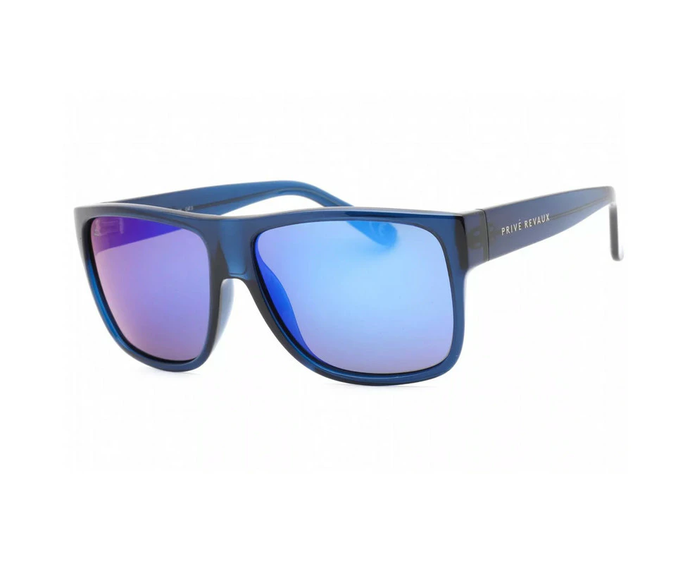 Prive Revaux Rover Blue/Blue Mirror Rectangle Shaped Full Rim Sunglasses 58mm