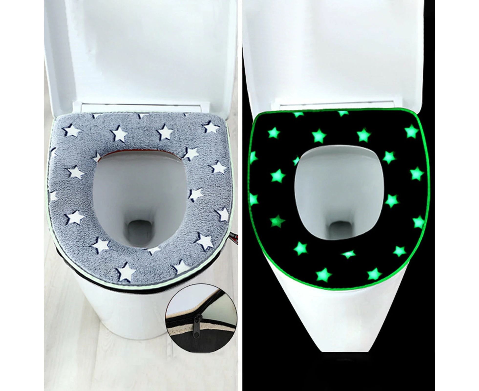 Luminous Toilet Seat Stretchable And Washable Fabric, Easy To Install