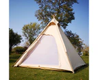 Outdoor Indian tent 2-3 people camping pyramid cotton light luxury waterproof breathable beige white tent portable and easy to build