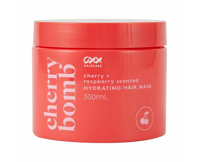 Cherry Bomb Hydrating Hair Mask 300ml, Cherry and Raspberry Scented - OXX Haircare