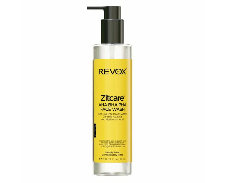 Revox B77 Zitcare Face Wash 250ml - AHA, BHA, PHA, Tea Tree Leaves Water, Centella Asiatica and Hyaluronic Acid