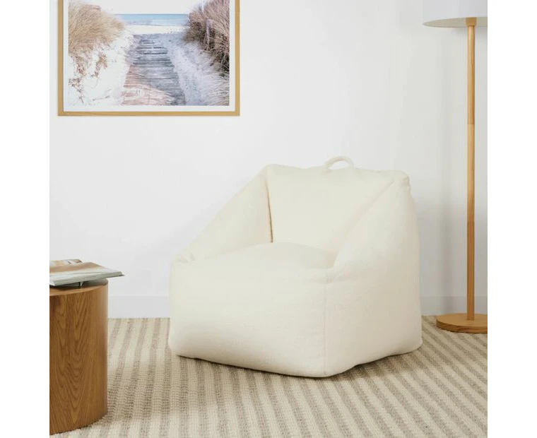 Boucle Bean Bag, White - Anko