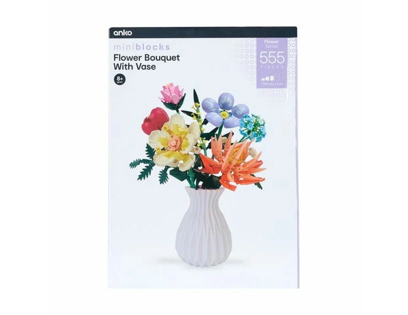 555 Piece Mini Blocks Flower Series: Flower Bouquet with Vase Playset