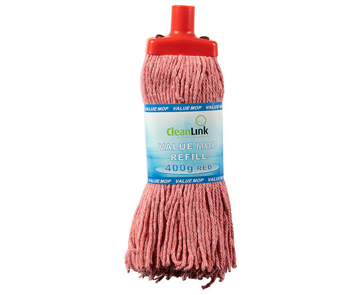 Cleanlink 400gm Fibre Mop Head Replacement/Refill Home/ Commercial Cleaner Red