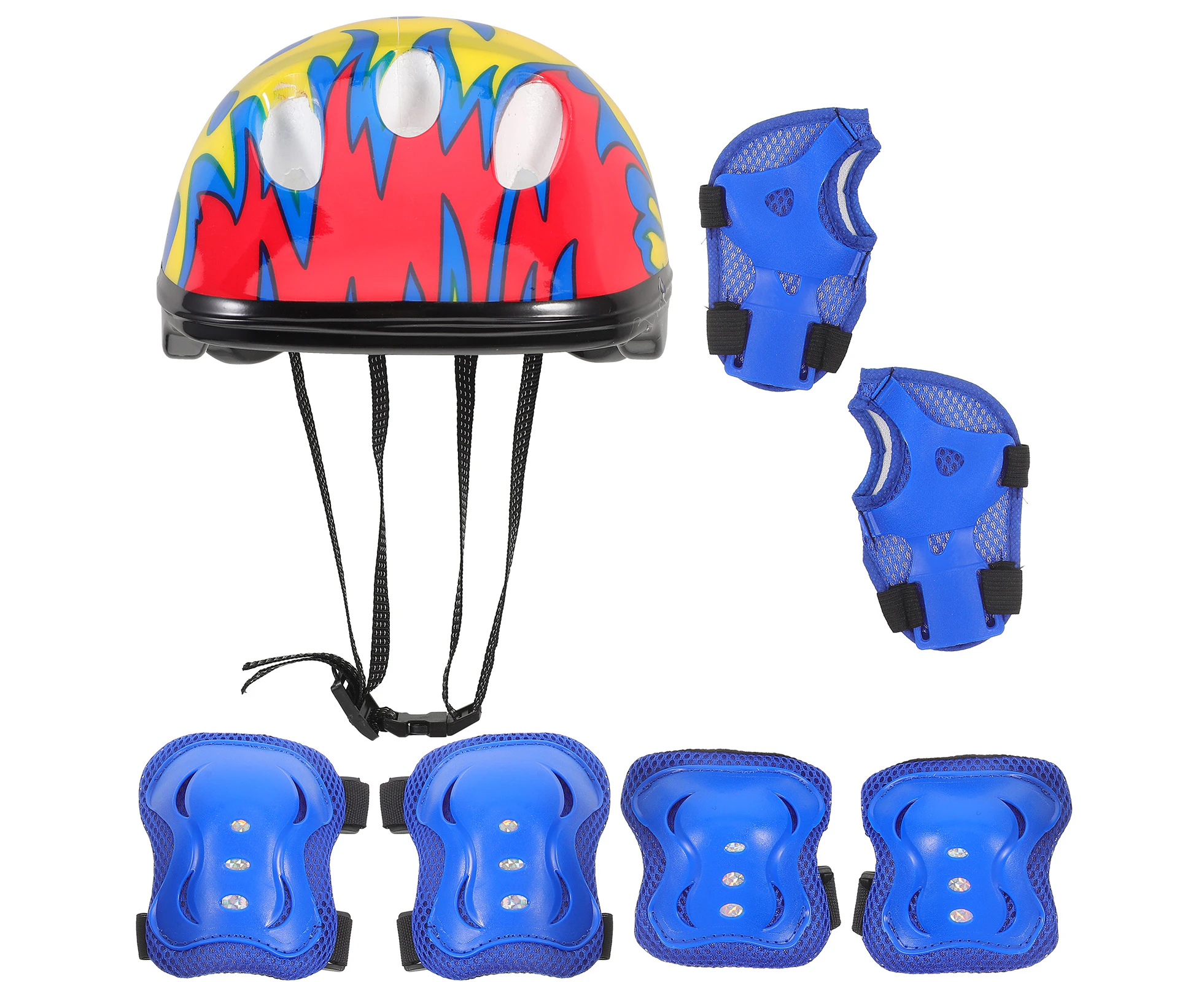 1 Set of Roller Skating Helmet Hands Elbow Knee Pads Skating Protective Gear Kids Scooter Safety Pads