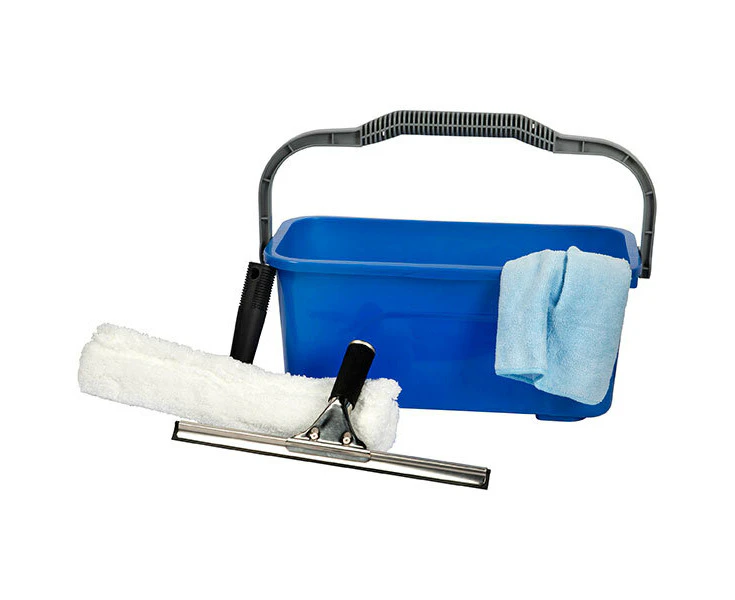 Cleanlink Window Cleaning/Washing Kit w/ Squeegee/Microfibre Cloth/12L Bucket