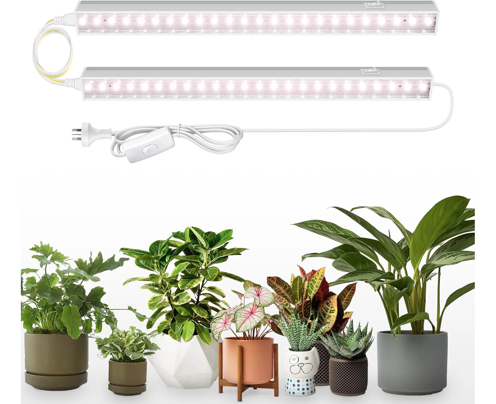 Barrina T5 LED Full Spectrum Sunlight Grow Light, 1FT 5W Grow Lights with Switch, Pinkish White, Plug and Play, High PPFD for Indoor Plants, 6 Packs