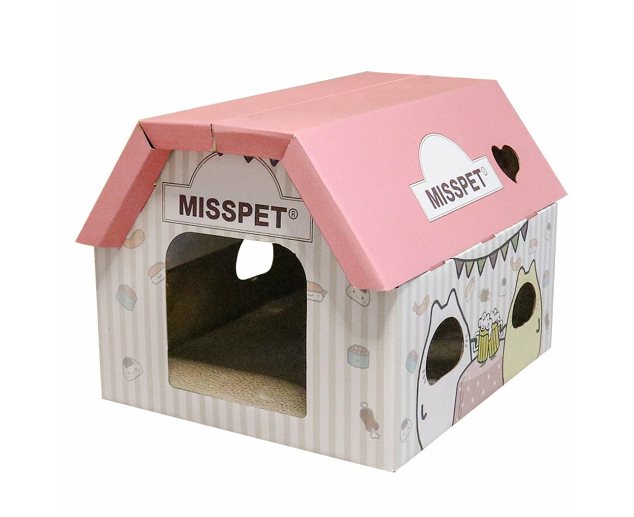 Decorative Cartoon Cute Cat Scratch House - Pink