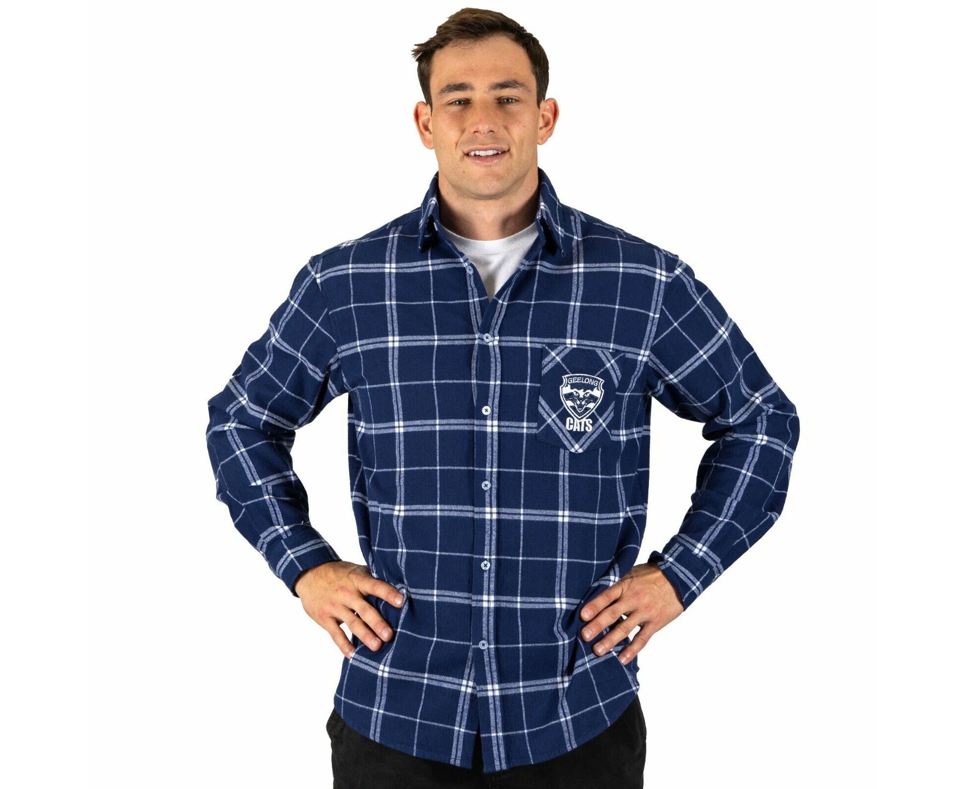 AFL 'Mustang' Flannel Polo - Geelong Cats - Flanno Shirt - Flannelette