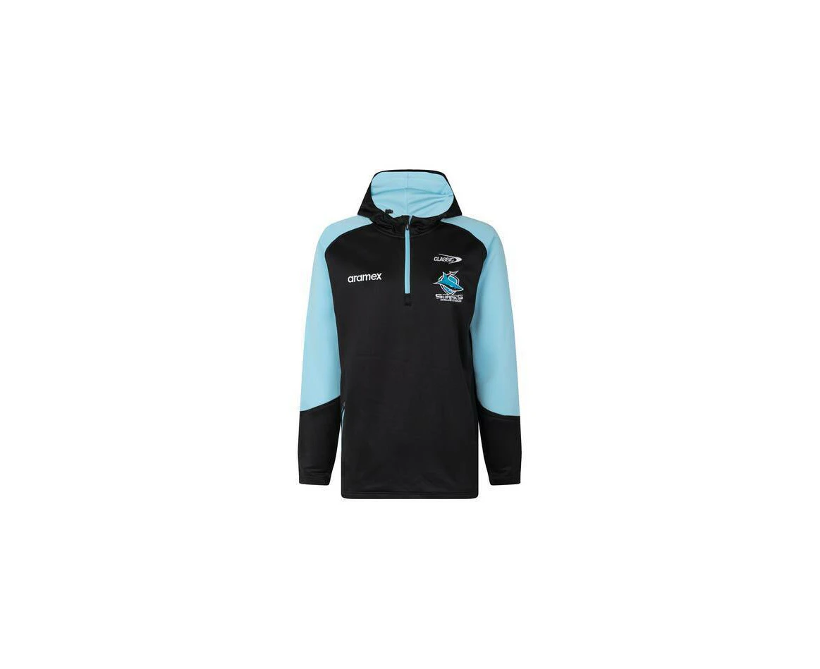 NRL 2023 1/4 Zip Warm Up Fleece Hoodie - Cronulla Sharks - Adult- Mens - CLASSIC