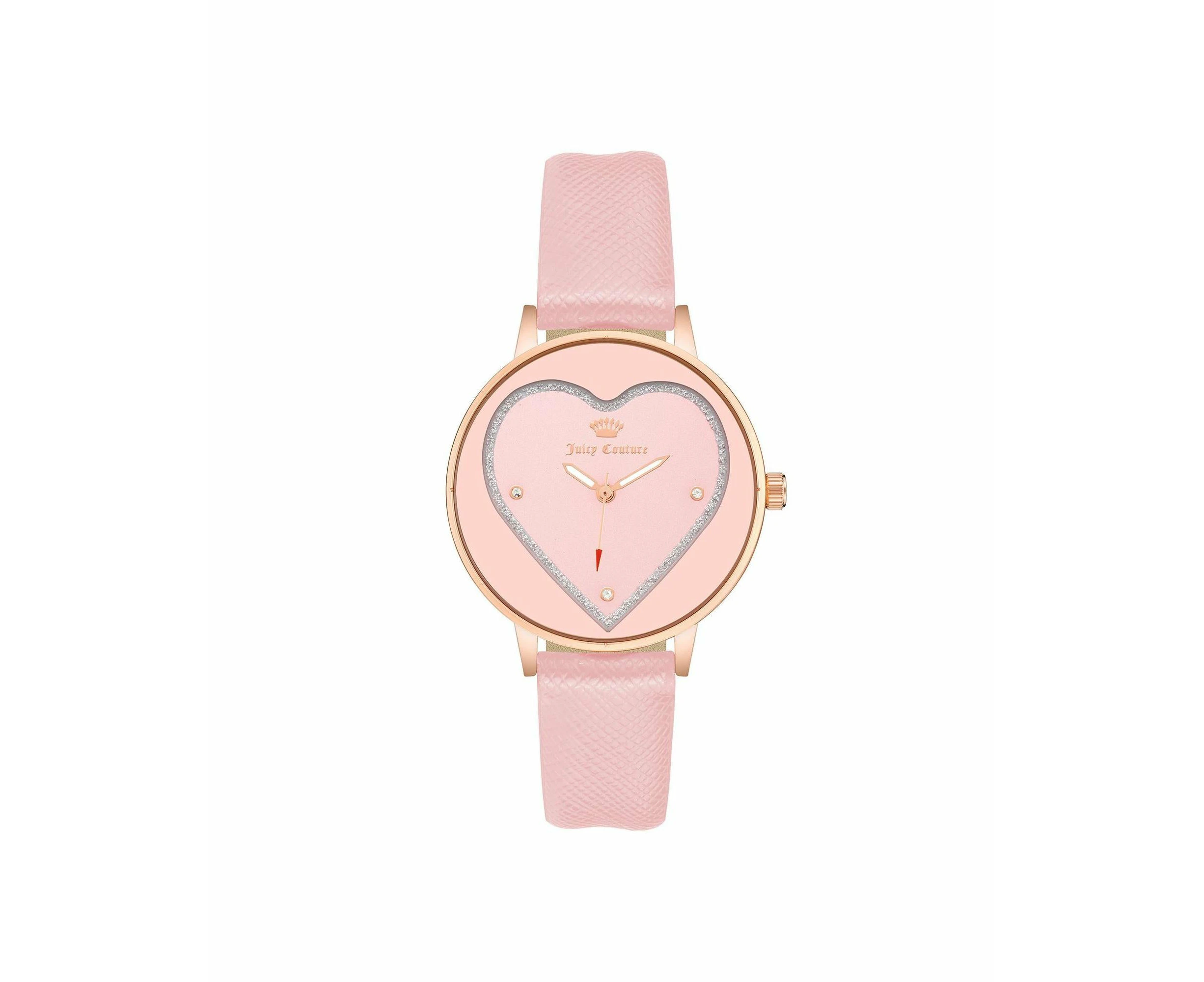 Rose Gold Rhinestone Fashion Watch with Leatherette Strap One Size Women