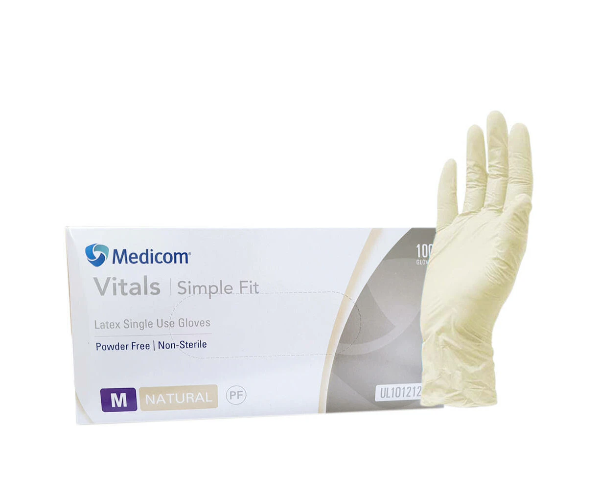 Medicom - Latex Powder Free Gloves Size M (Medium) 100pcs