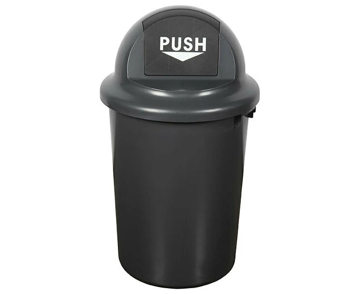 Cleanlink Kitchen/Office Circular Rubbish/Garbage 60L Bin w/ Bullet Lid Grey