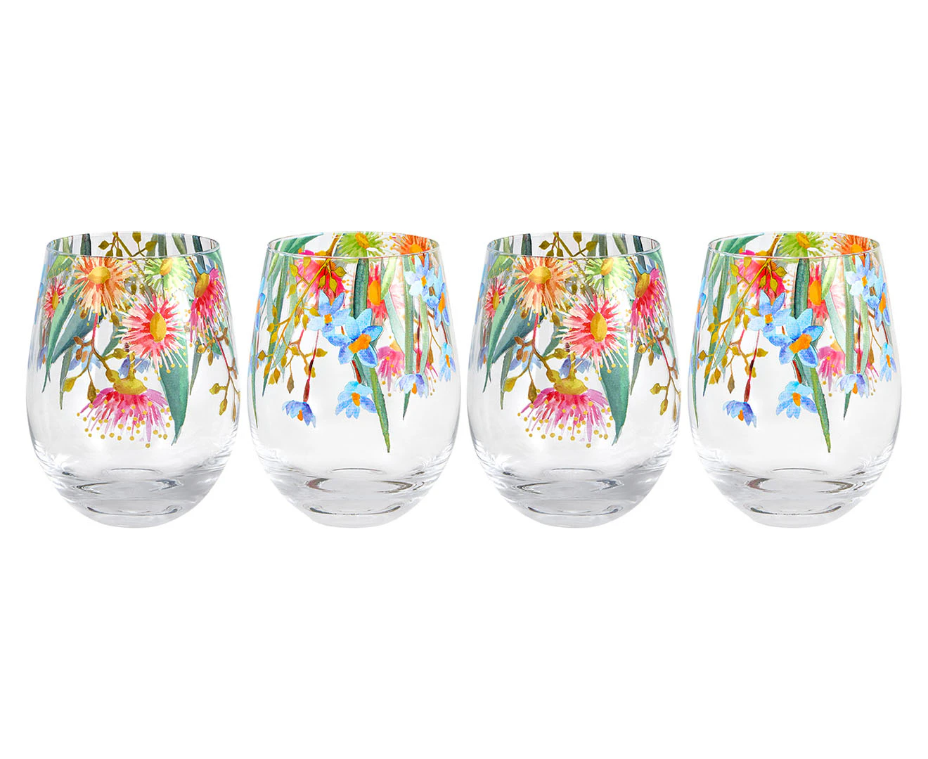 Set of 4 Maxwell & Williams 500mL Eucalyptus Bloom Tumblers