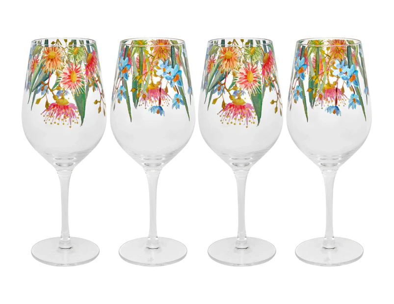 Set of 4 Maxwell & Williams 500mL Eucalyptus Bloom Wine Glasses