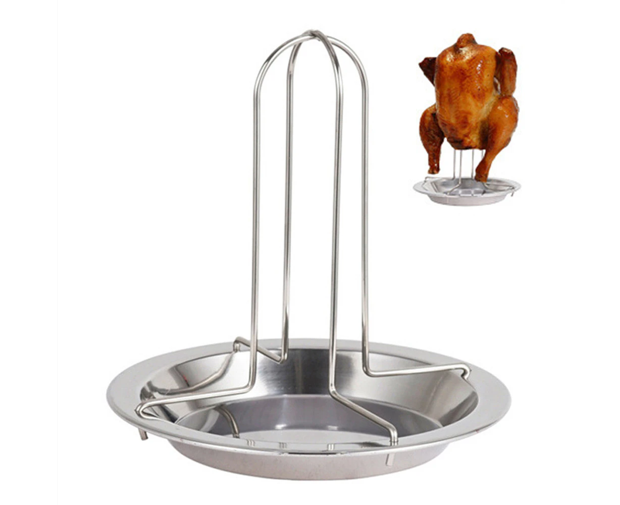 Folding Stainless Steel Chicken Roaster Rack Cooking Grill Pan Tool Portable Duck Holder Grill Stand Roasting For Camping Picnic