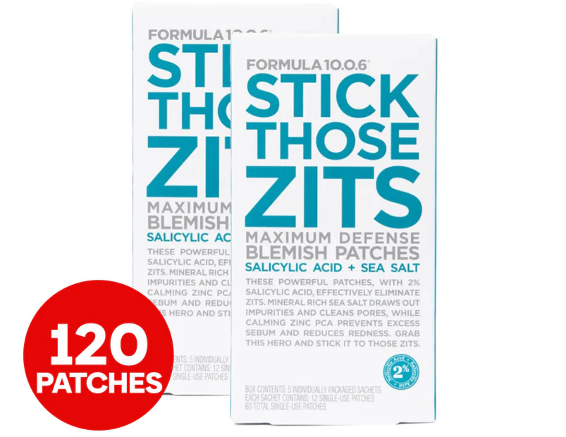 2 x 5pk Formula 10.0.6 Stick Those Zits Maximum Defence Blemish Patches