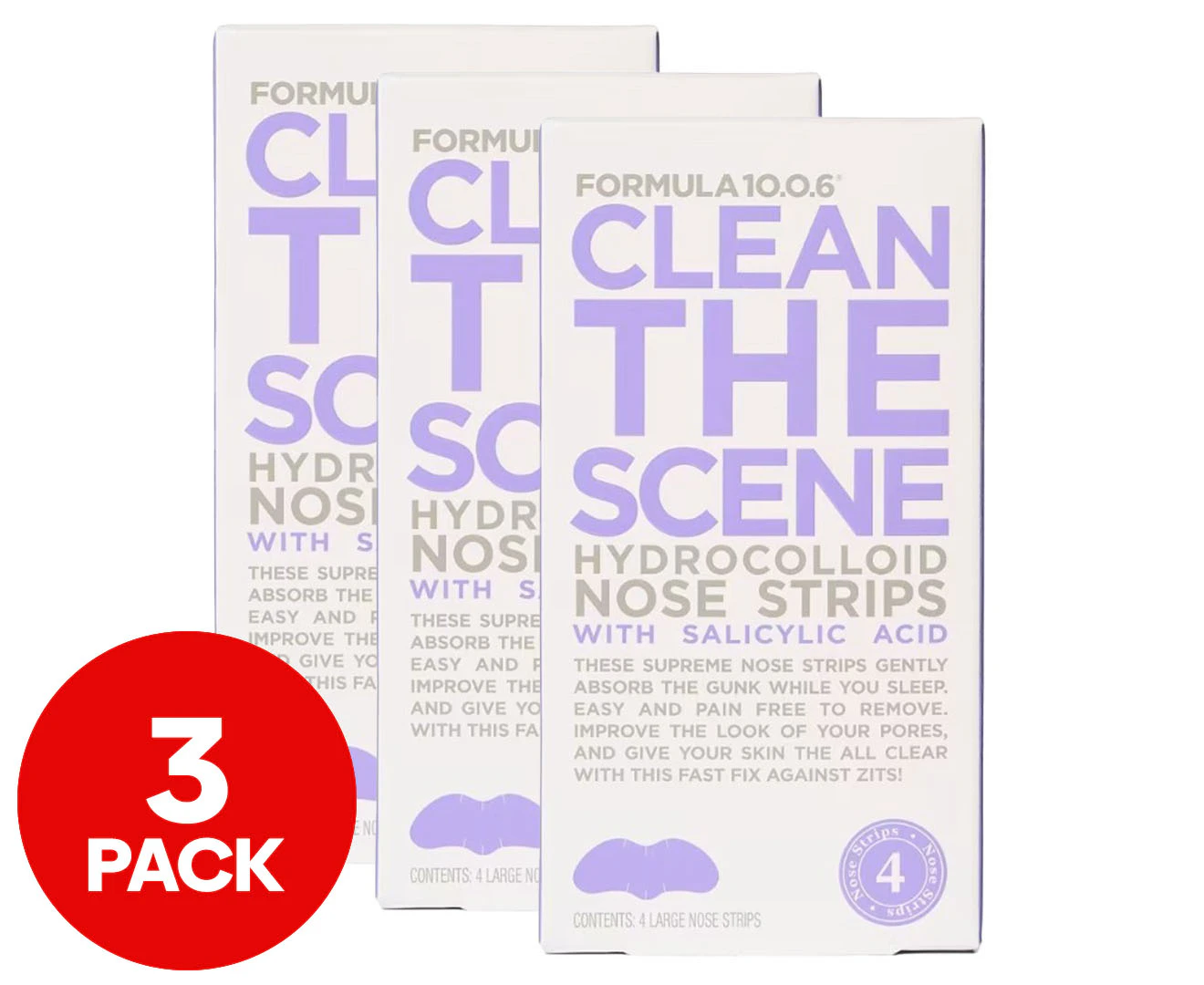 3 x 4pk Formula 10.0.6 Clean The Scene Hydrocolloid Nose Strips