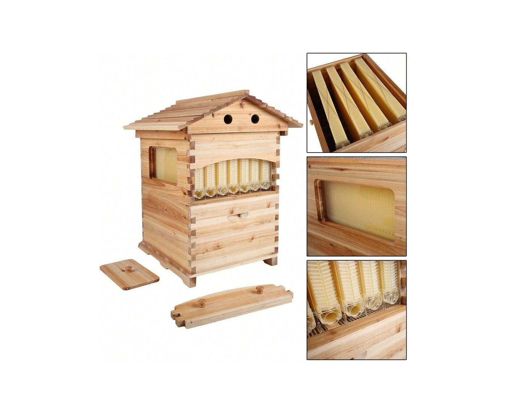 7PCS Auto Shed Beehive Honey Hive Frame+ Cedarwood Beekeeping Brood Box