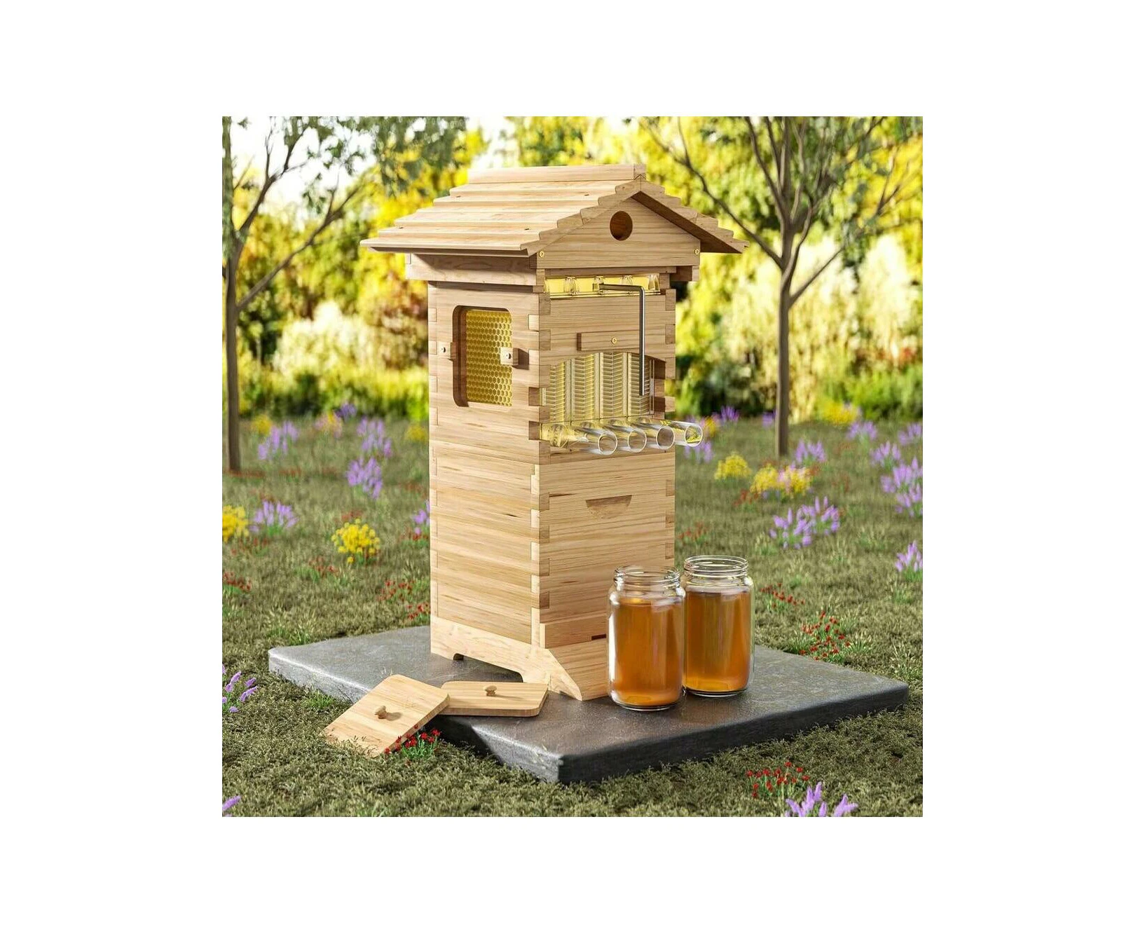 Mini Auto Beehive Honey House Beekeeping Brood Cedarwood Box with Beehive Frames