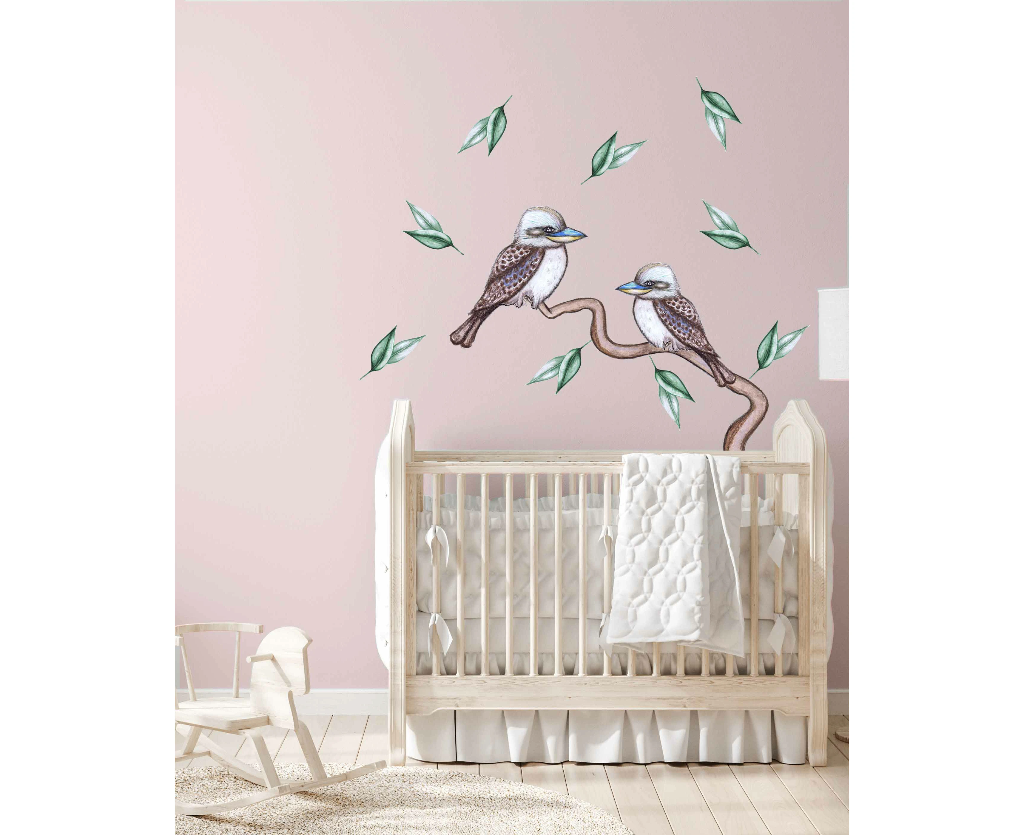 Kookaburra Wall Decal Set Australian Design Hand Painted Peel & Stick, Removable Wall Decal. Nursery, Kids Playroom, Kids Teens Bedroom