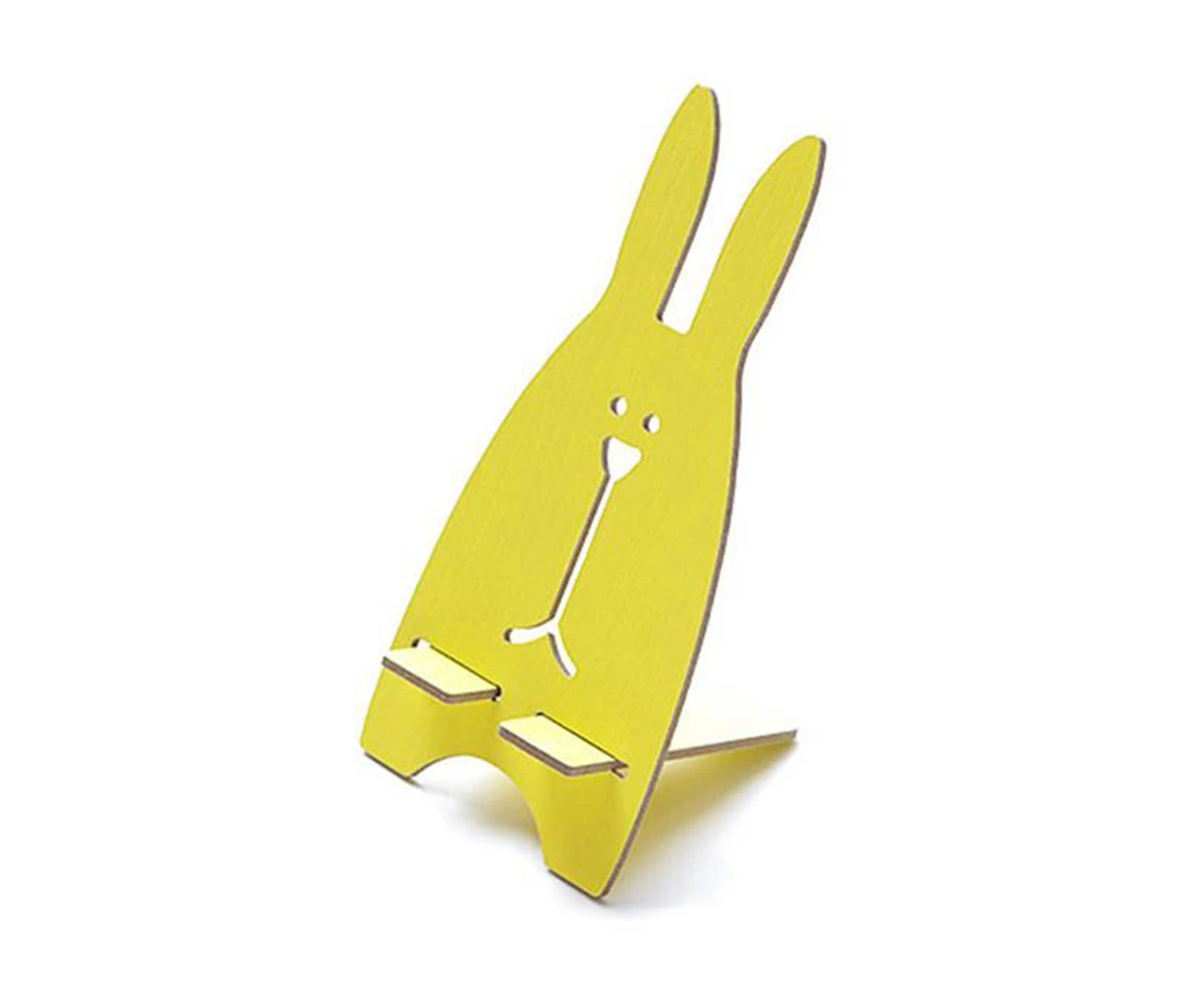 Original DIY Wooden Mobile Phone Stand Lovely Rabbit Cell Phone Holder (Yellow)