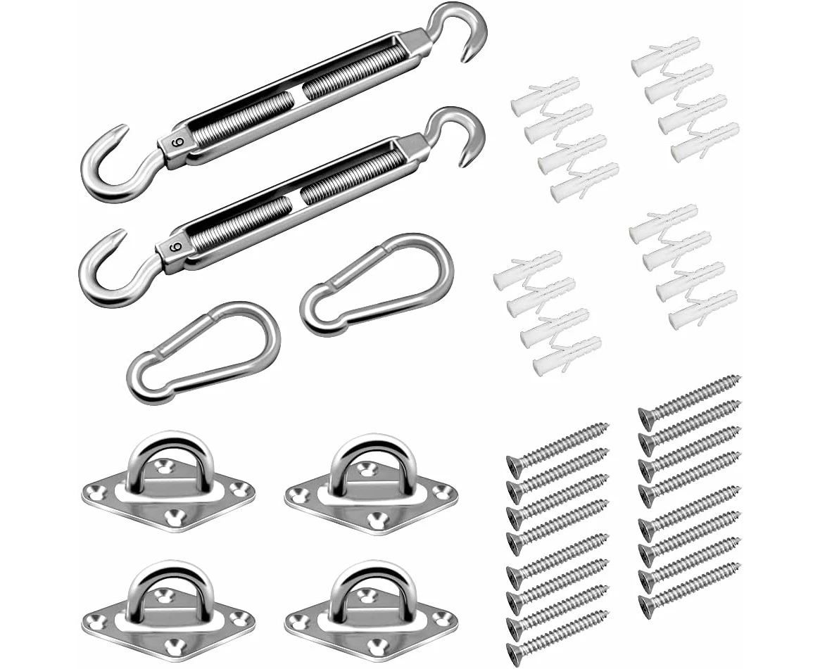 Shade Sail Fixing Kit, 304 Shade Hardware Kit, For Square Shade Sail, Triangular Shade Cloth,