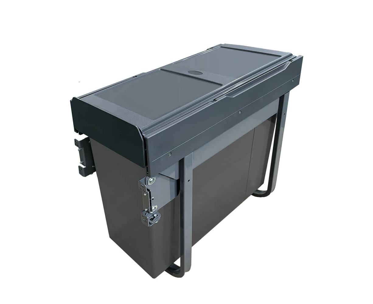 Elite Domestique PLUS 34L Single Slide Out Concealed Waste Bin with Soft Close - for a 300mm Cabinet - Bottom Mounted - Includes Optional Door Bracket