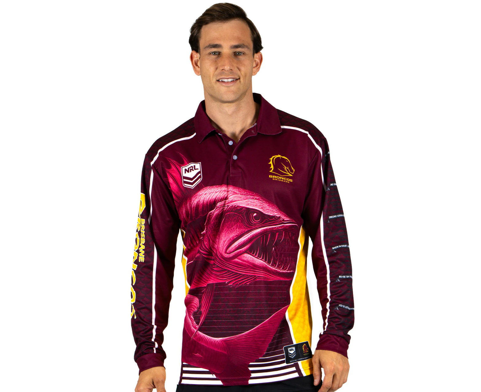 Brisbane Broncos Barracuda Fishing Shirt