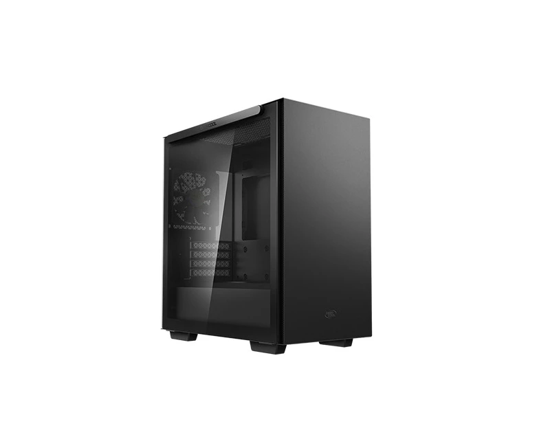 DeepCool MACUBE 110 Black Minimalistic Micro-ATX Case, Magnetic Tempered Glass Panel, Removable Drive Cage, Adjustable GPU Holder, 1xPreinstalled Fan