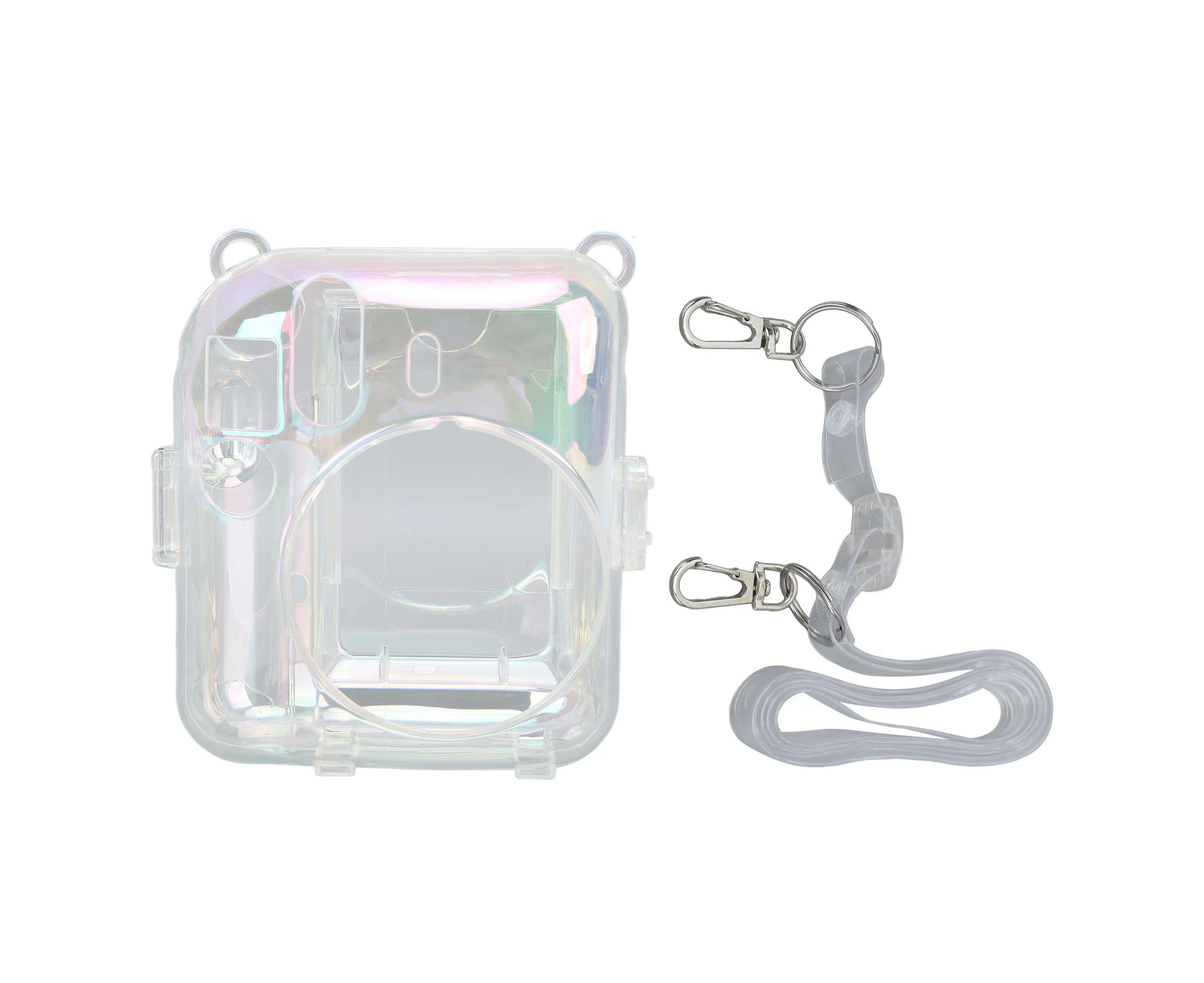 Clear Case for Fujifilm Instax Mini 12 PC Transparent Colorful Instant Camera Protective Carrying Case with Adjustable Shoulder Strap for Outdoor