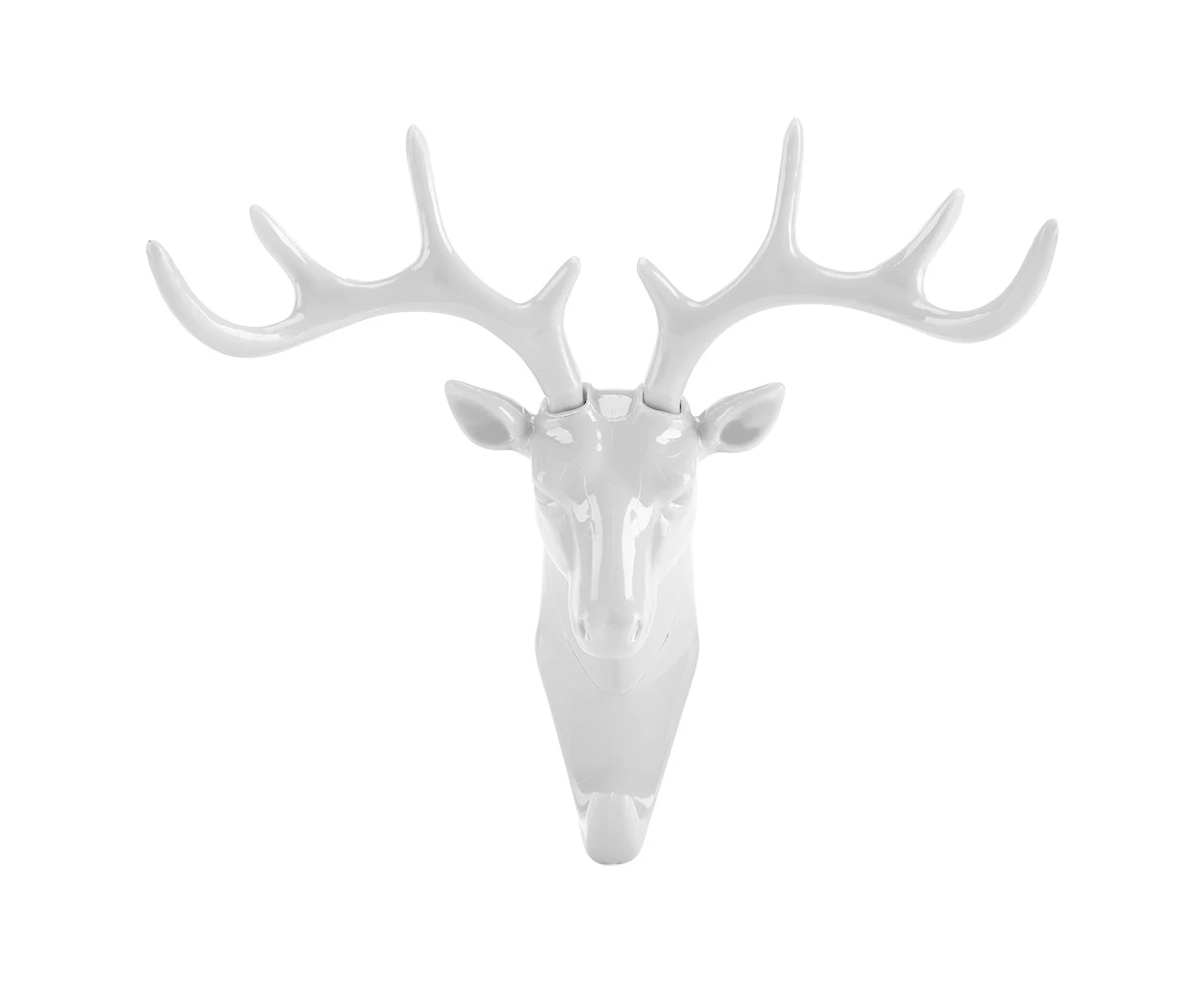 Creative Deer Head Self Adhesive Wall Hook Hanger Key Bag Holder Organizer Home Decor(White)