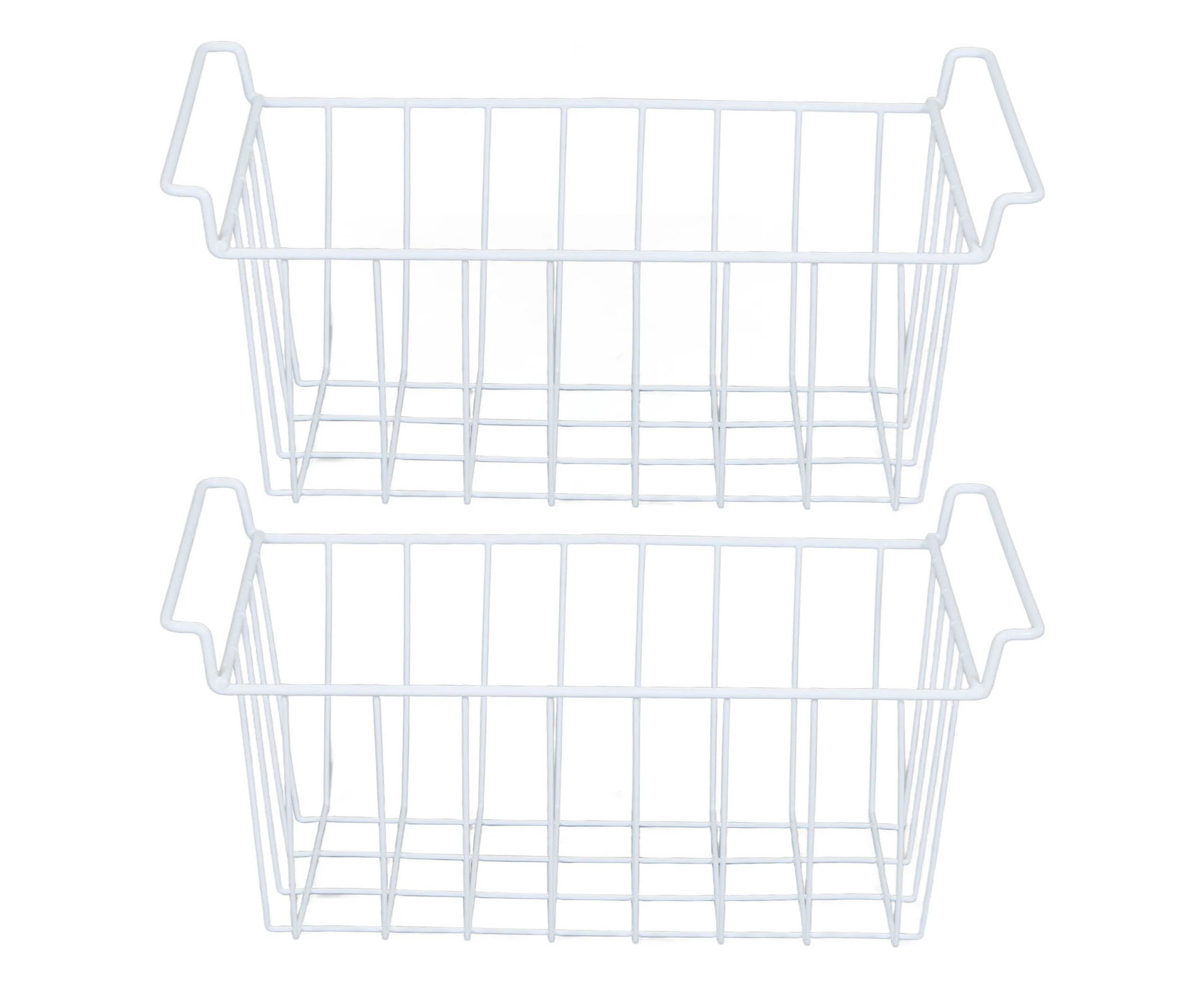 2pcs Refrigerator Freezer Baskets Large Household Wire Storage Basket Bins Organizer with Handles for Pantry 49.5x24.5x20cm / 19.5x9.6x7.9in