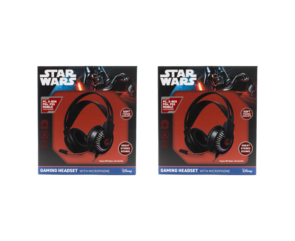 2x Star Wars Over-Ear Gaming Headset w/ Microphone Aux Wired Headphone Black