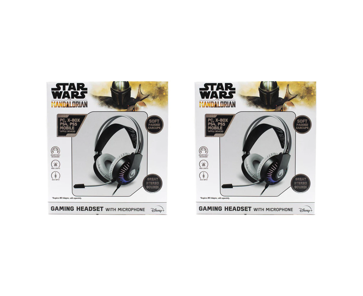 2x Star Wars The Mandalorian Over-Ear Gaming Headset w/ Microphone Aux Wired