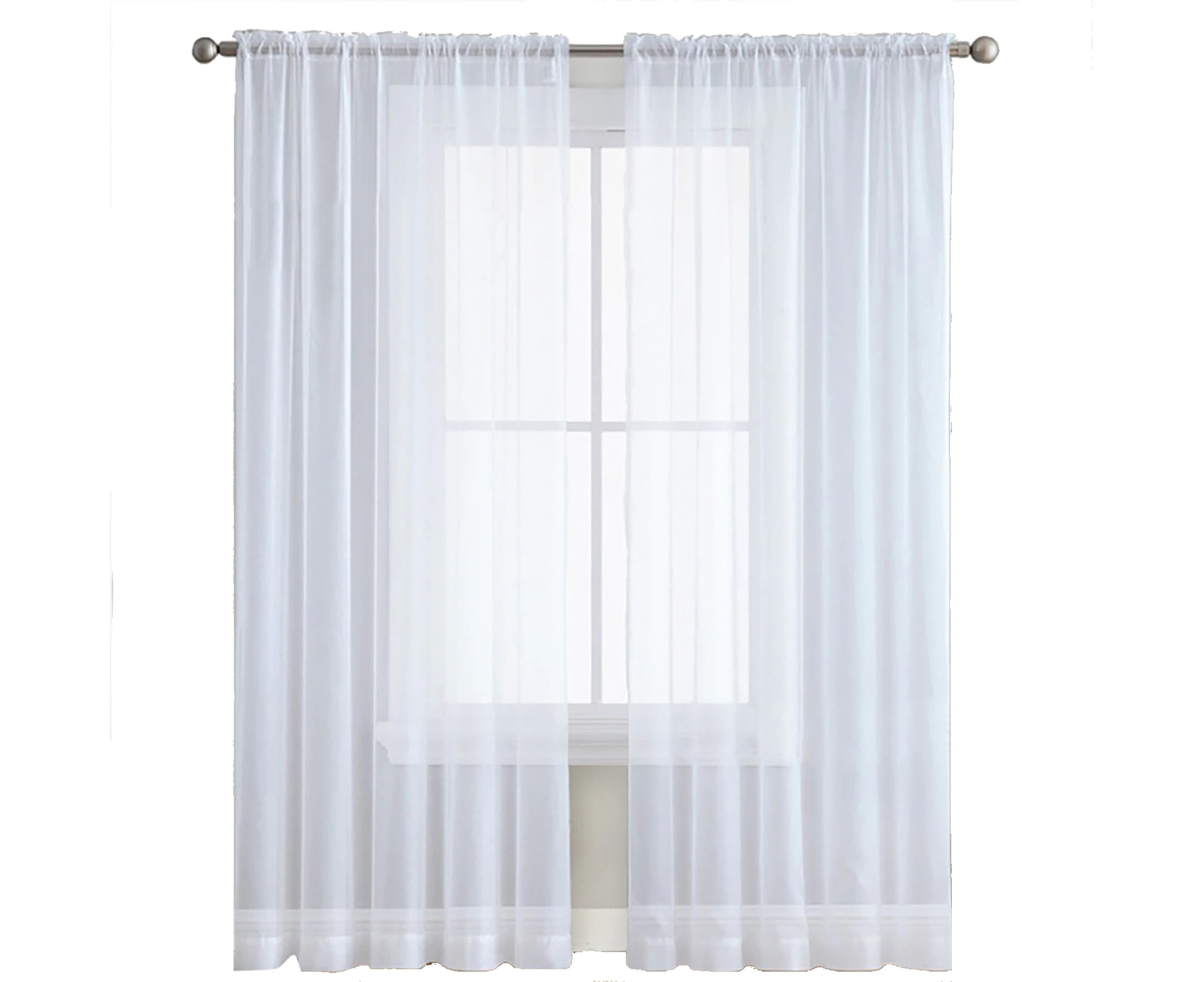 Sheer Curtains Living Room Rod Pocket Window Curtain Panels Bedroom Semi Sheer Voile Curtains White (55''Wx84''L,2 Panels)