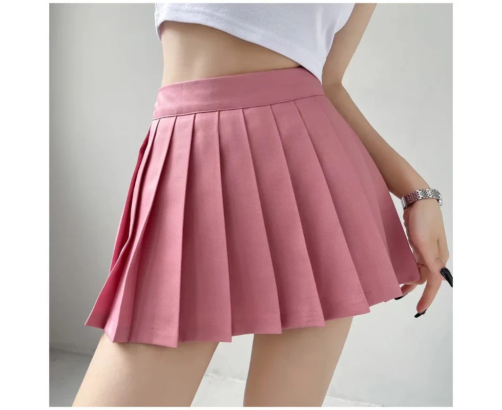 Preppy Style Young Girl Pleated Skirt Women's Summer Short Skirt Korean Style High Waist Suit Draping Anti-Exposure A- Line Skirt