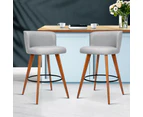 Artiss 2x Bar Stools Linen Padded Wooden Grey