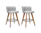 Artiss 2x Bar Stools Linen Padded Wooden Grey