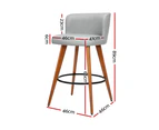 Artiss 2x Bar Stools Linen Padded Wooden Grey