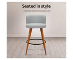 Artiss 2x Bar Stools Linen Padded Wooden Grey