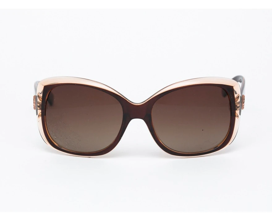 Polarsport Women's Retro Vintage Brown and Cream Oversized Cat Eye Sunglasses