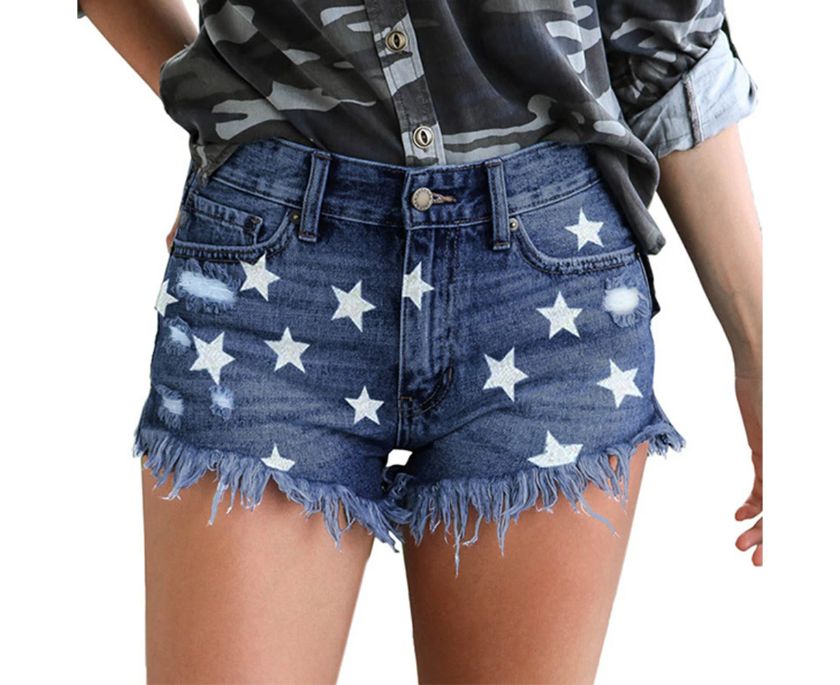 Womens Casual Ripped Mid Waisted Denim Shorts with Pockets festival outfits for women cow print jean Shorts