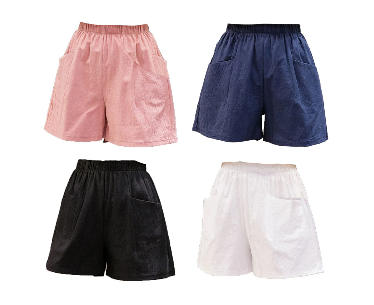 4pcs Women's Casual Shorts Elastic Beach Summer Beach Shorts with Pockets