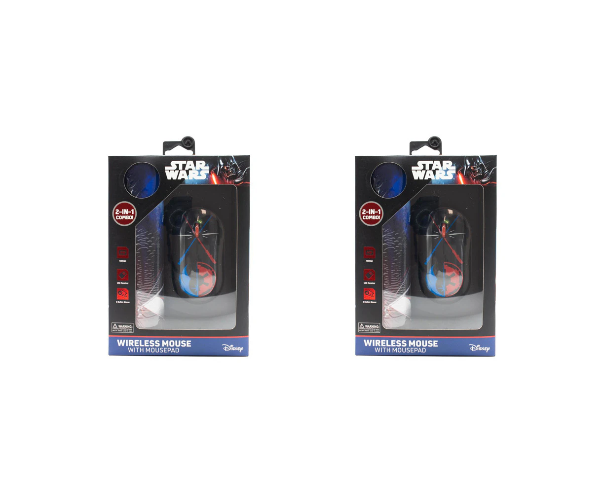 2x Disney Star Wars Bluetooth Wireless Mouse w/ Mousepad Computer Accessory